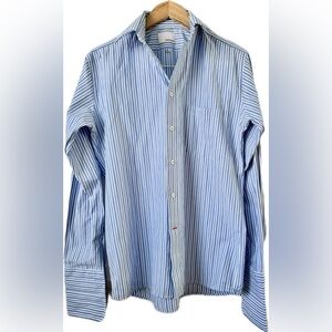 Redford Men's Blue and White Striped Dress Shirt